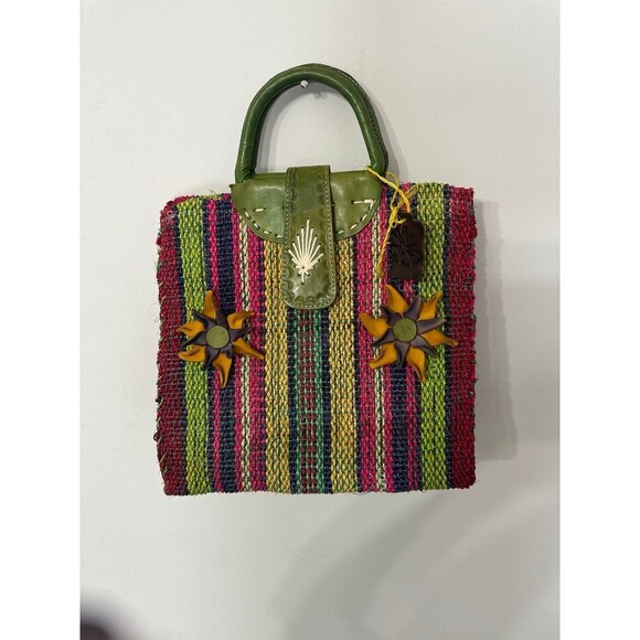 San Luis Potosi Handbags - SAN LUIS POTOSI MEXICO ARTISAN STRAW AND LEATHER TOTE